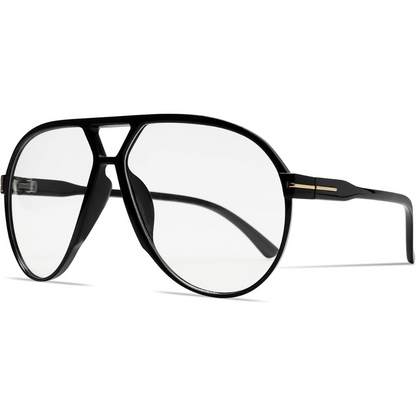 Retro Oversized Aviator Sunglasses - Amara-Black Clear-Nora Luxe