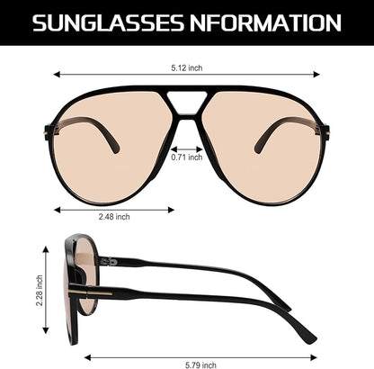 Retro Oversized Aviator Sunglasses - Amara-Black Clear-Nora Luxe