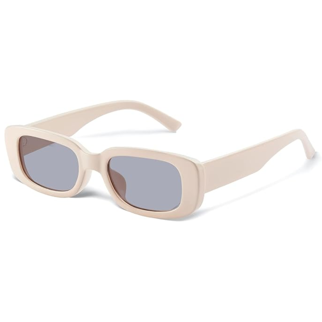Retro Rectangular Y2K Sunglasses - Aria-Beige Gray-Nora Luxe