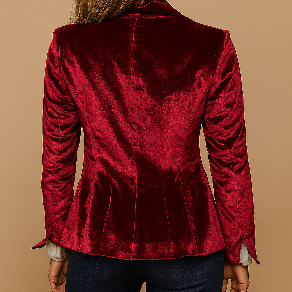 Retro slim-fit women’s blazer with tailored design, lapel collar, and pockets, perfect for formal outfits and everyday styling.