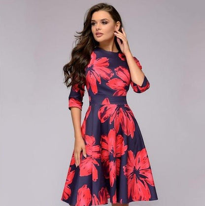 Floral Midi Dress with Pockets and Sleeves