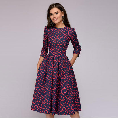 Floral Midi Dress with Pockets and Sleeves