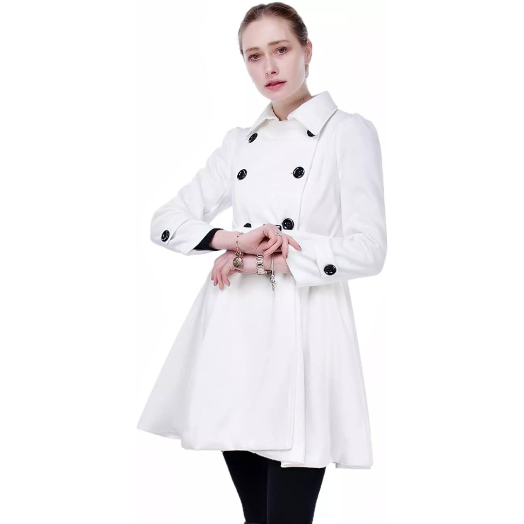 Reversible Wool Peacoat with Belt - Patty-Black-S-Nora Luxe