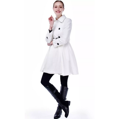 Reversible Wool Peacoat with Belt - Patty-Black-S-Nora Luxe
