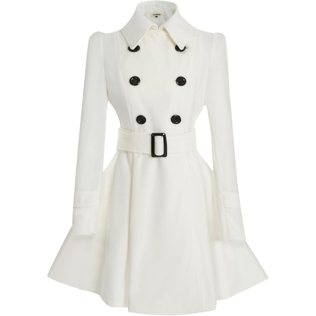 Reversible Wool Peacoat with Belt - Patty-White-S-Nora Luxe