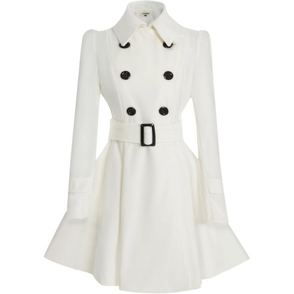 Reversible Wool Peacoat with Belt - Patty-White-S-Nora Luxe