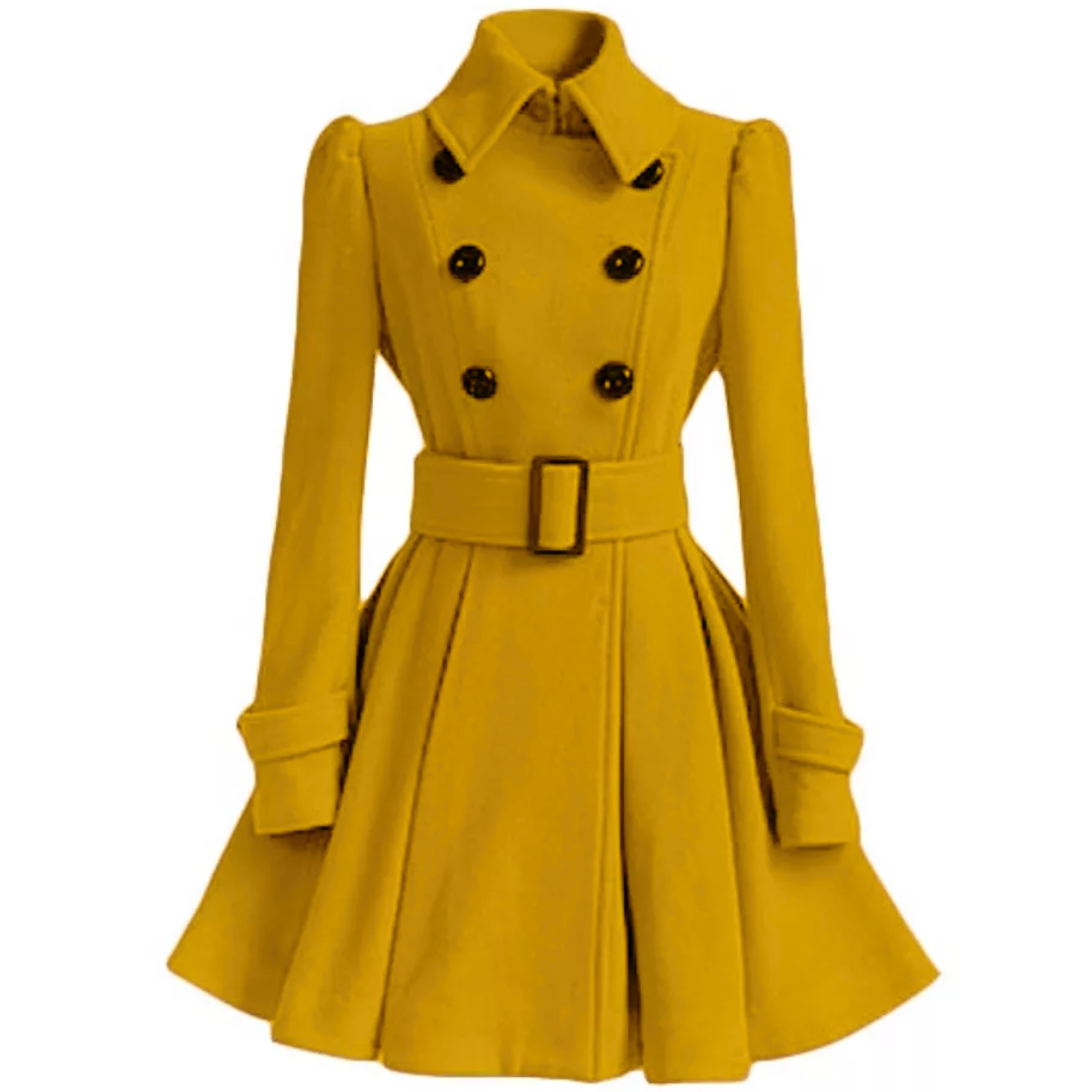Classic Double Faced Wool Trench Coat with Belt - Pexav