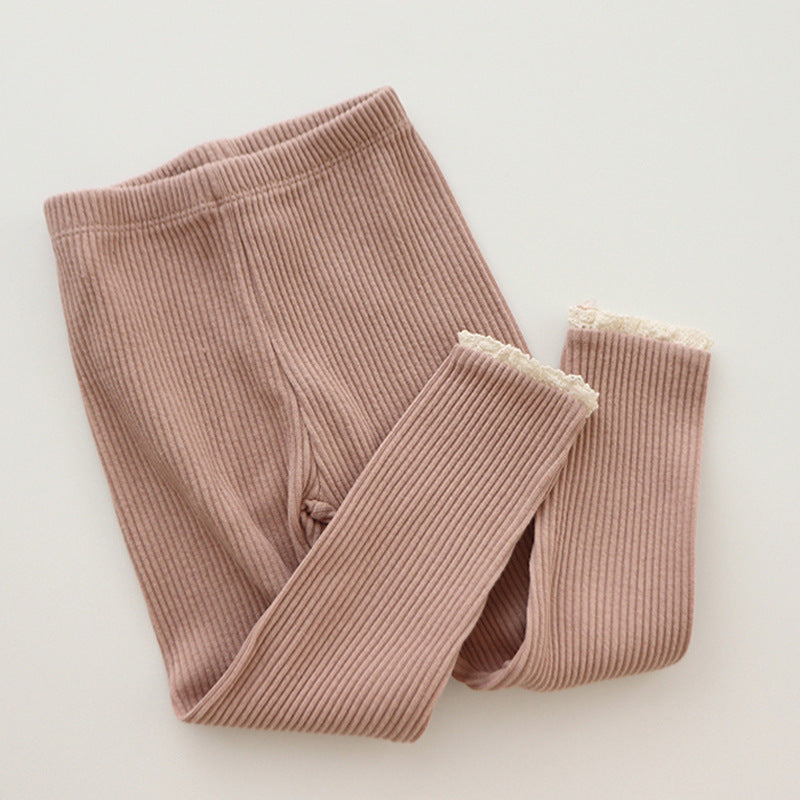 Cute Girls Lace Trim Baby Leggings - Pexav