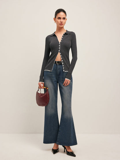 Textured Open-Front Short Cardigan