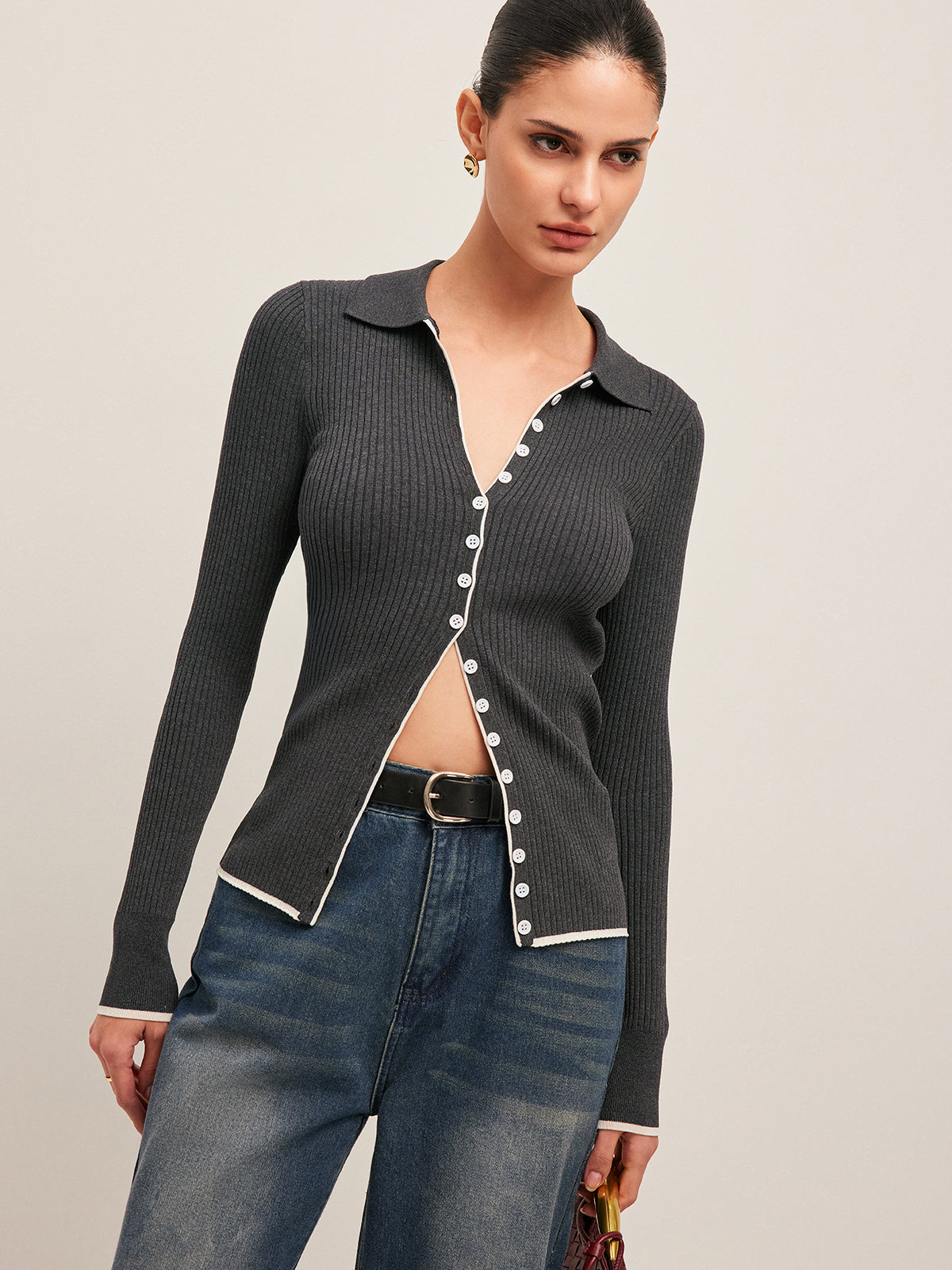 Textured Open-Front Short Cardigan - Pexav