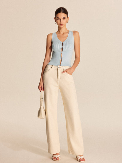 Textured Front Zipper Vest