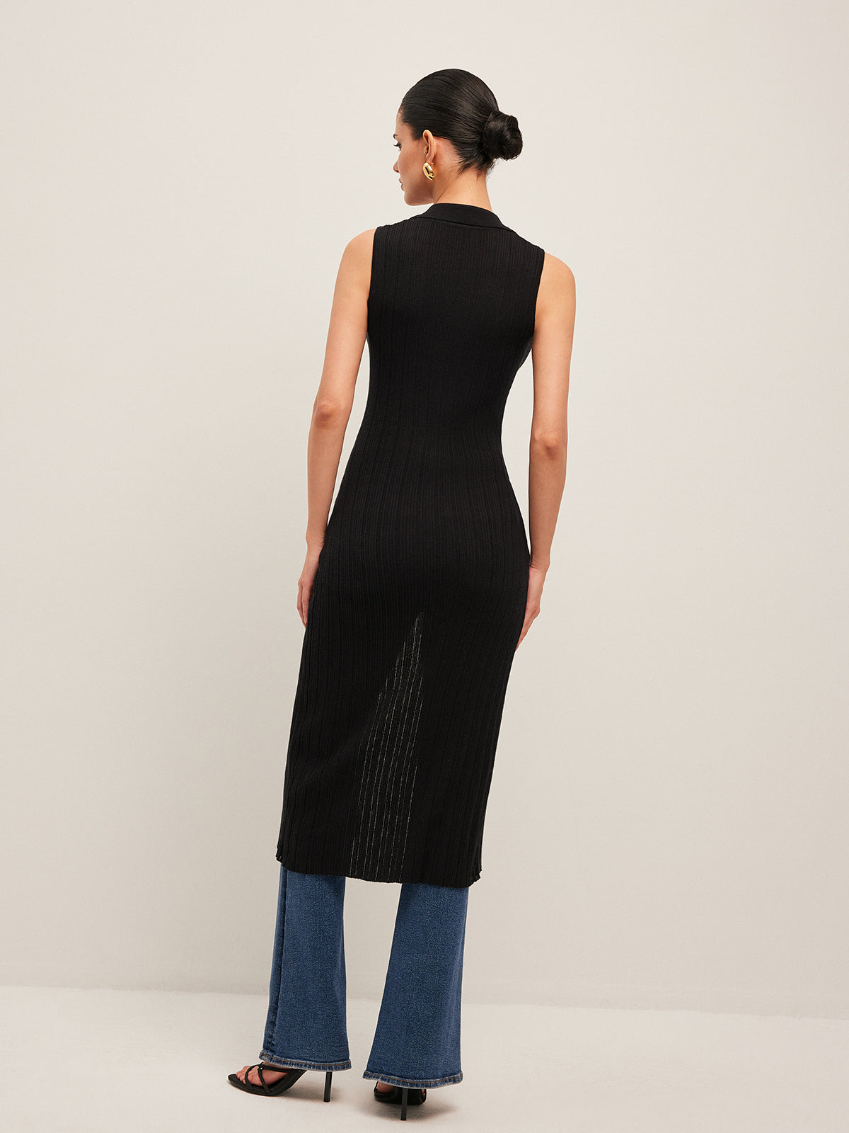 Textured Crew Neck Sweater Dress