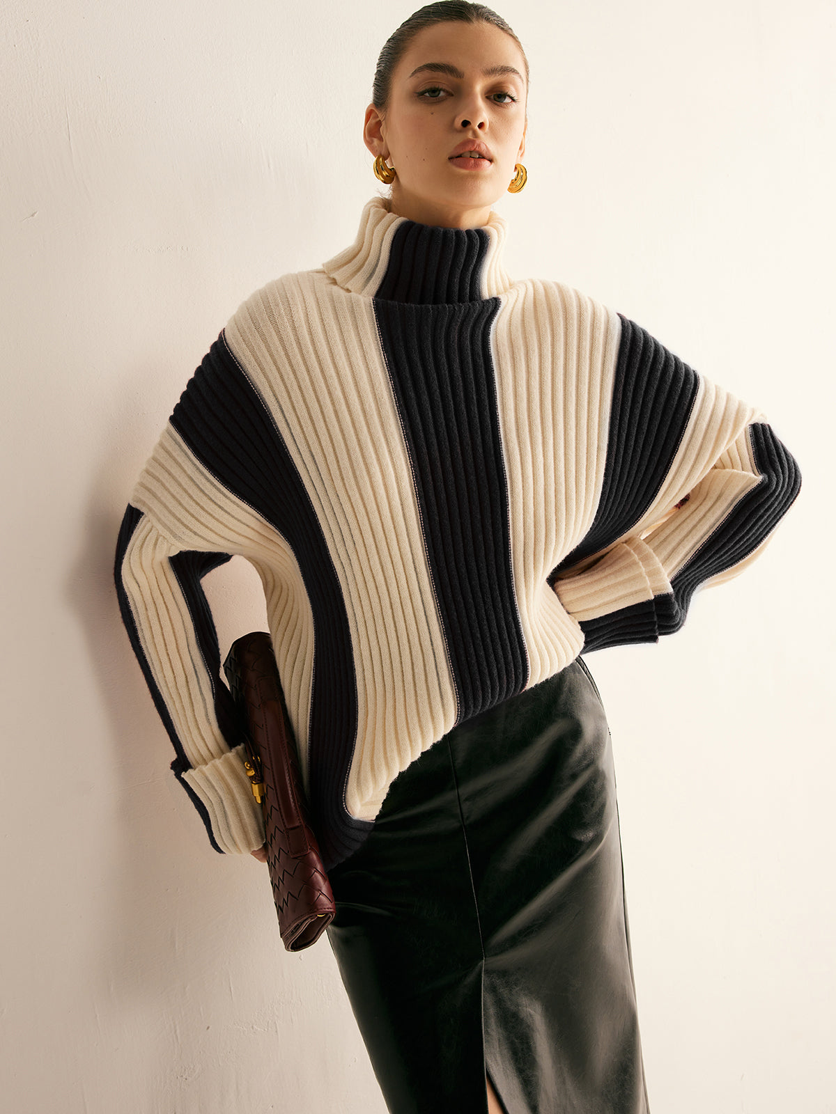 Textured Multi Color Crew Neck Sweater