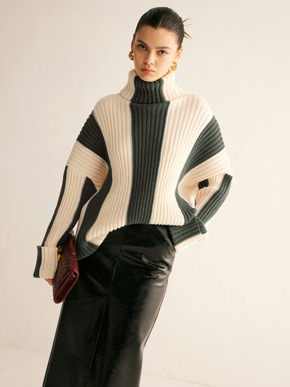 Textured Multi Color Crew Neck Sweater