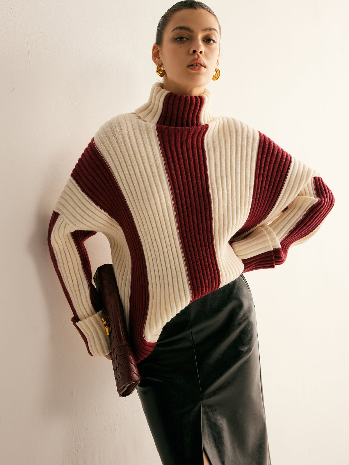 Textured Multi Color Crew Neck Sweater