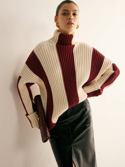 Textured Multi Color Crew Neck Sweater