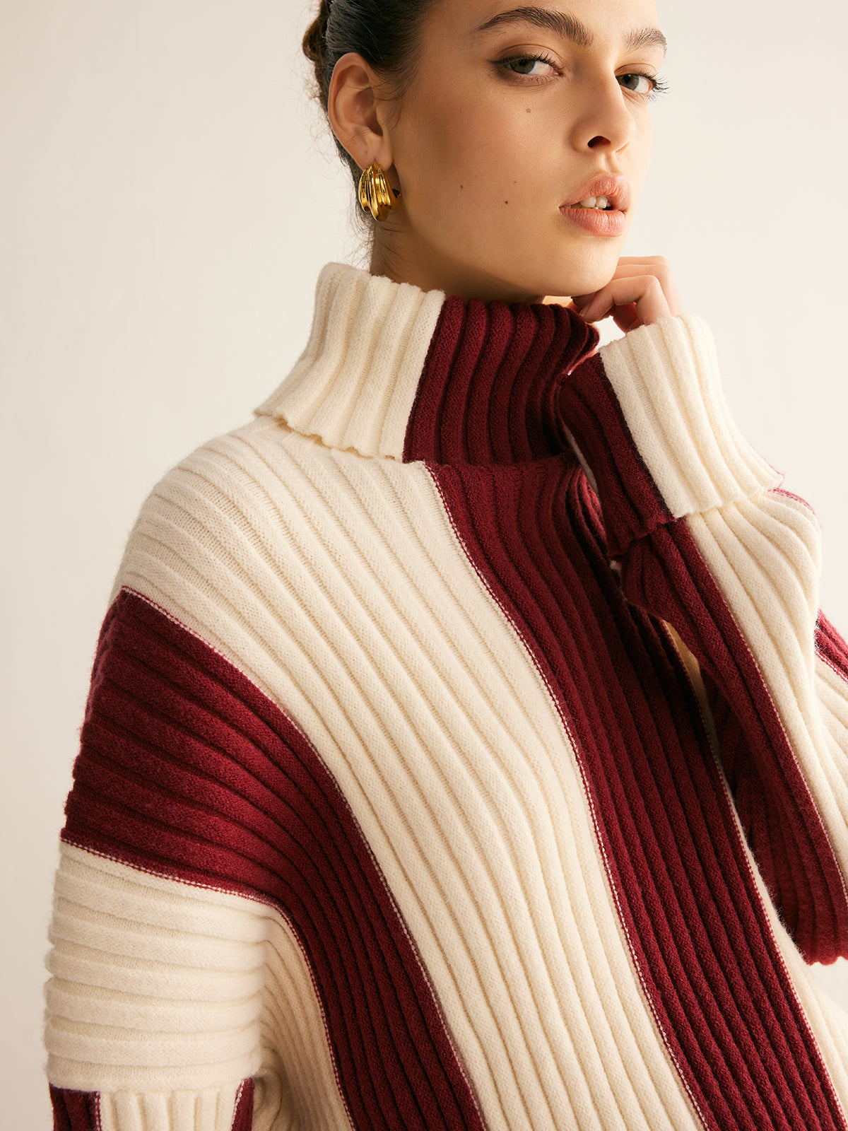 Textured Multi Color Crew Neck Sweater