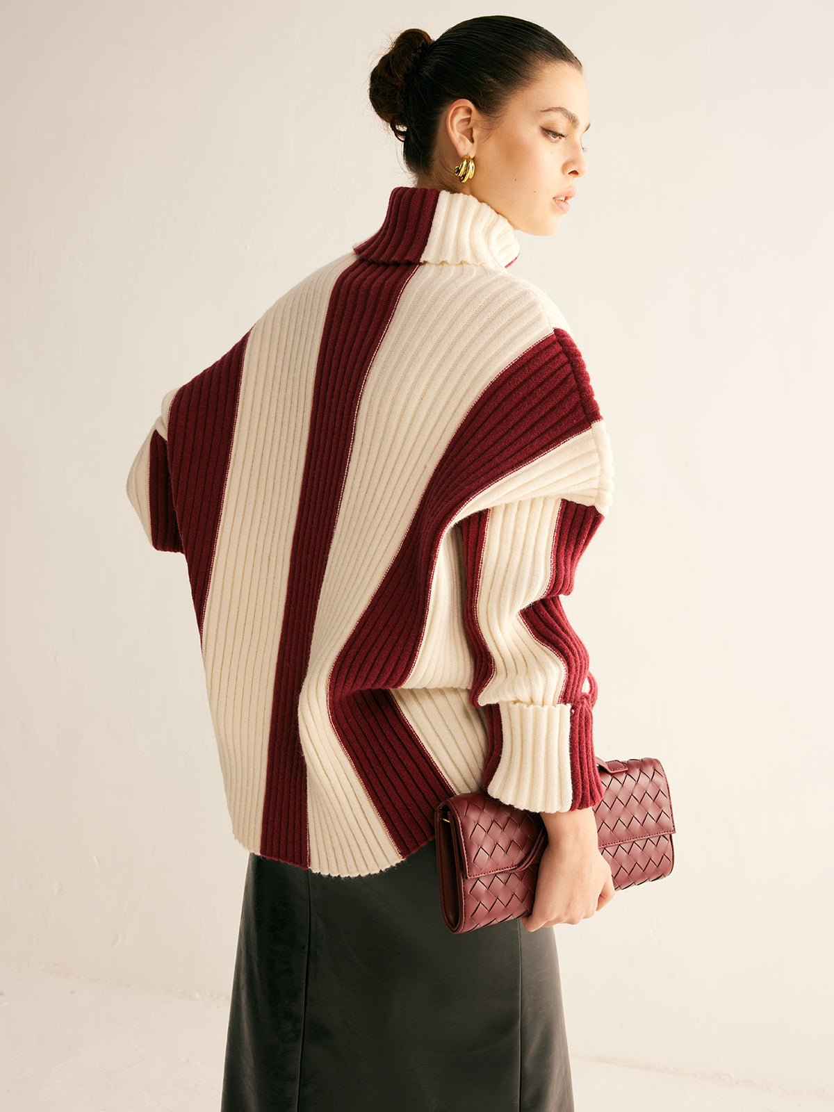 Textured Multi Color Crew Neck Sweater