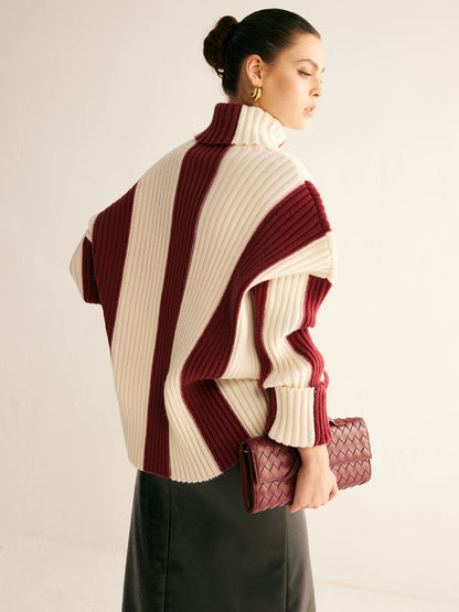 Textured Multi Color Crew Neck Sweater