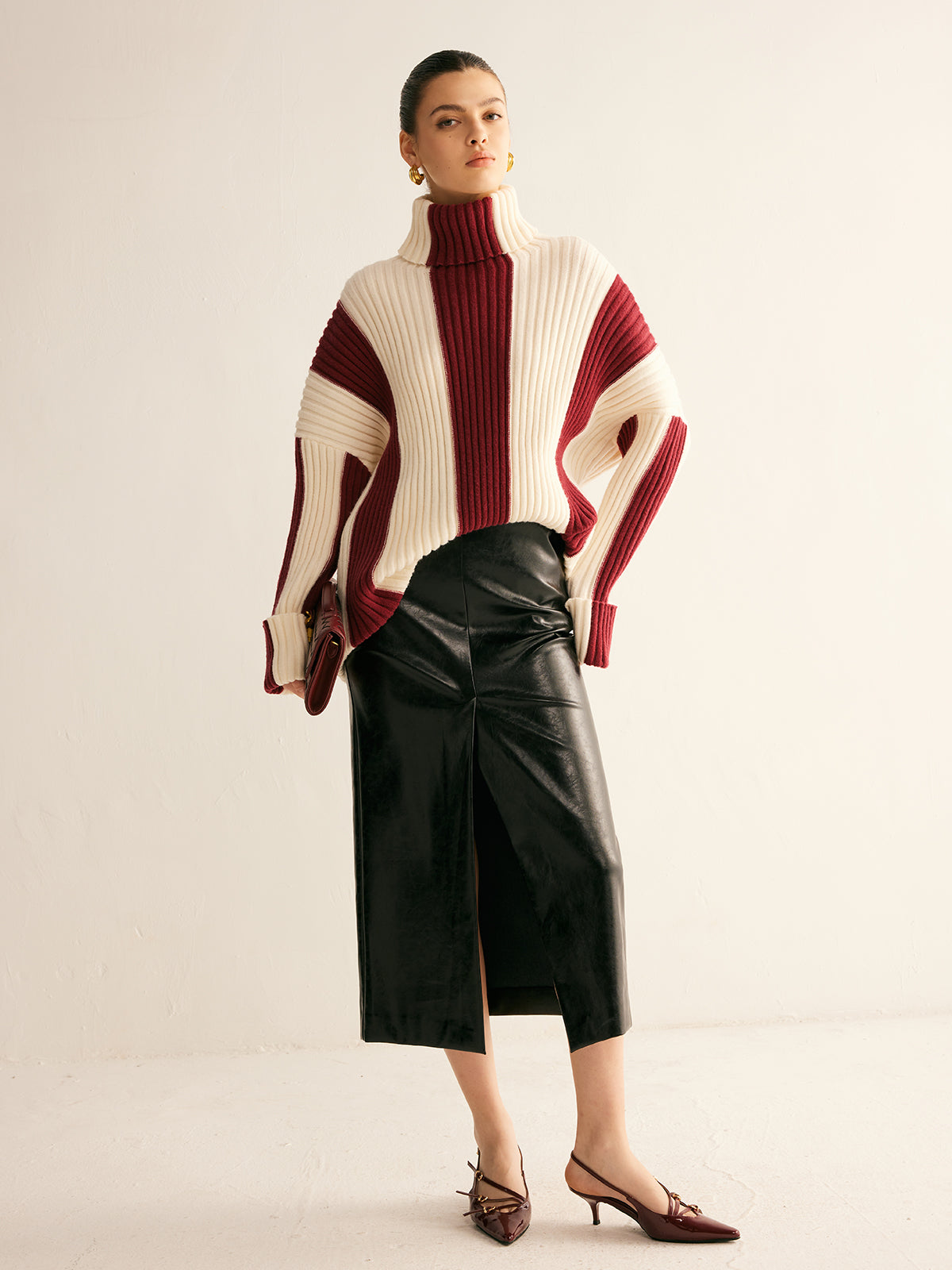 Textured Multi Color Crew Neck Sweater
