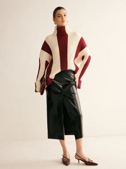 Textured Multi Color Crew Neck Sweater