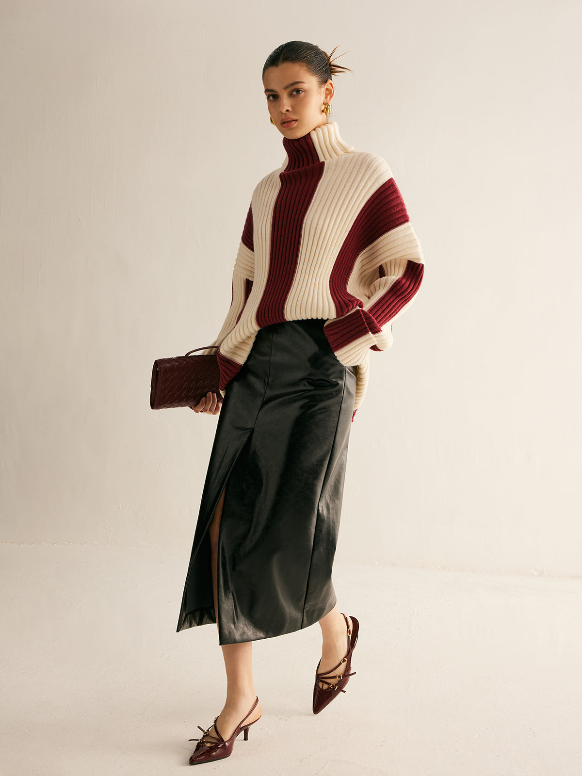 Textured Multi Color Crew Neck Sweater