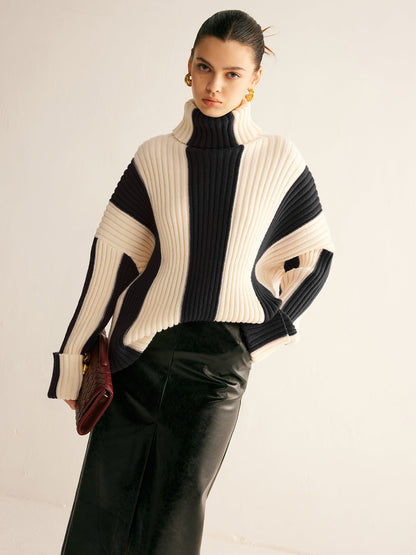 Textured Multi Color Crew Neck Sweater