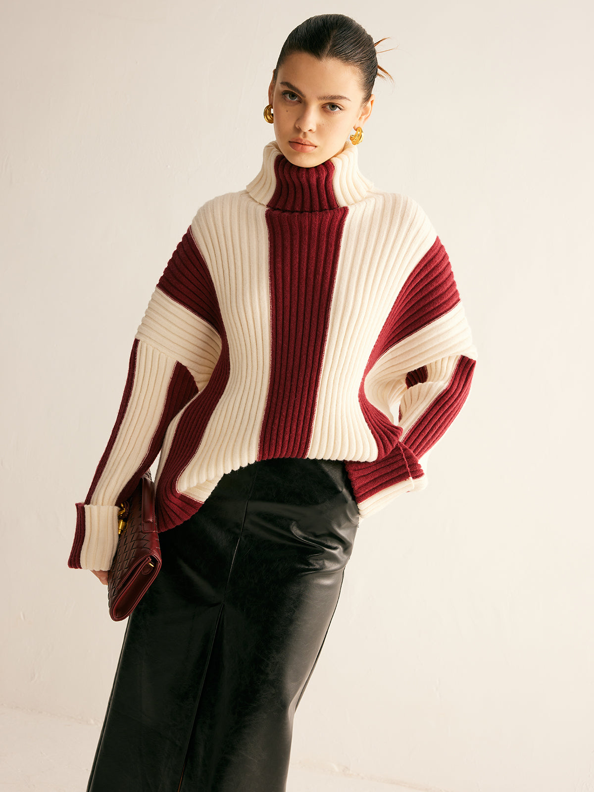 Textured Multi Color Crew Neck Sweater - Pexav