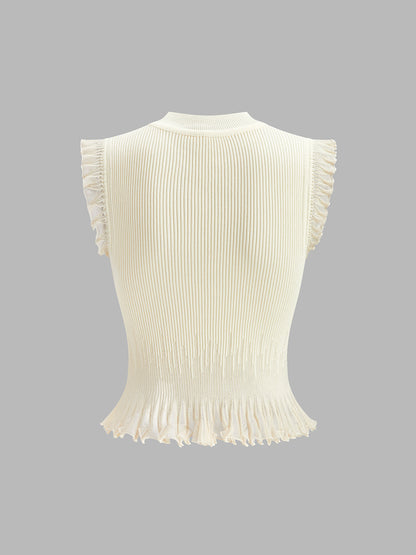 Textured Crew Neck Women's Blouse