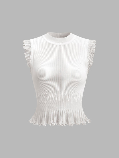 Textured Crew Neck Women's Blouse