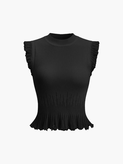 Textured Crew Neck Women's Blouse