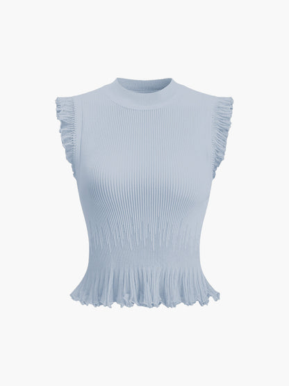 Textured Crew Neck Women's Blouse