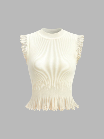 Textured Crew Neck Women's Blouse