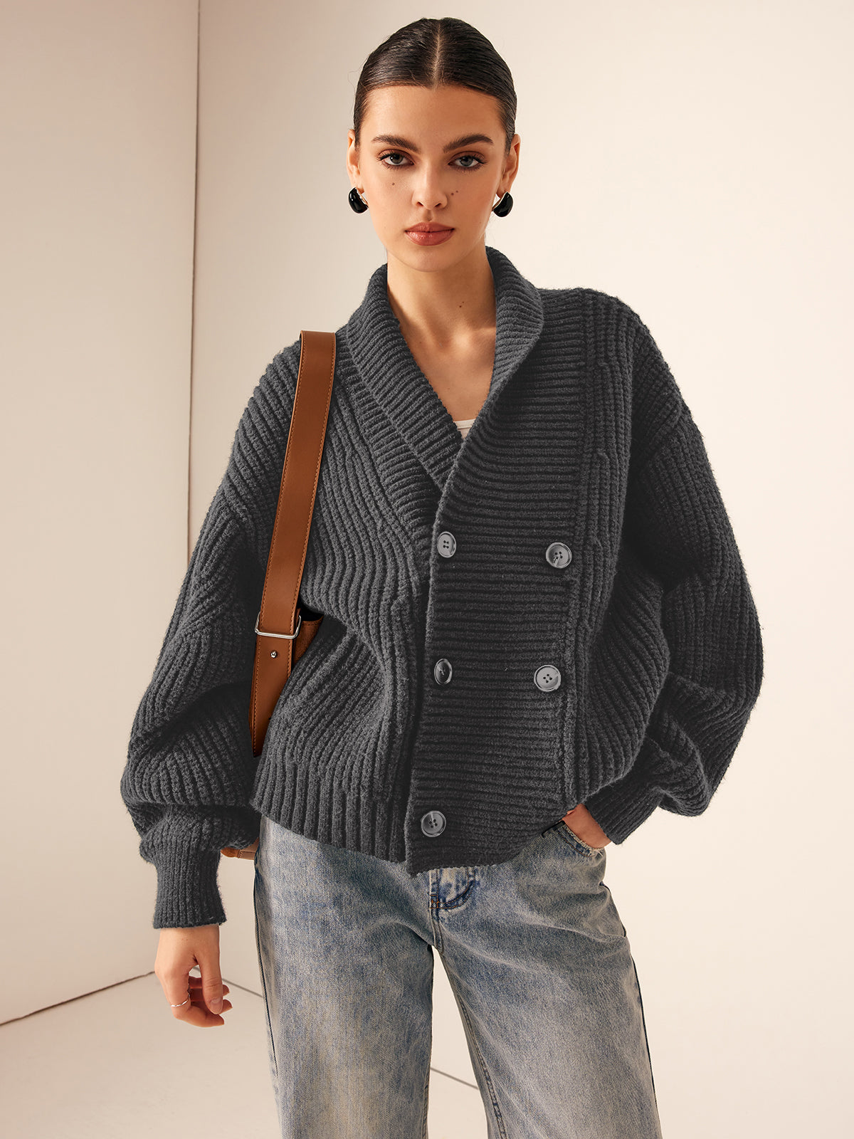 Textured Crew Neck Winter Jacket