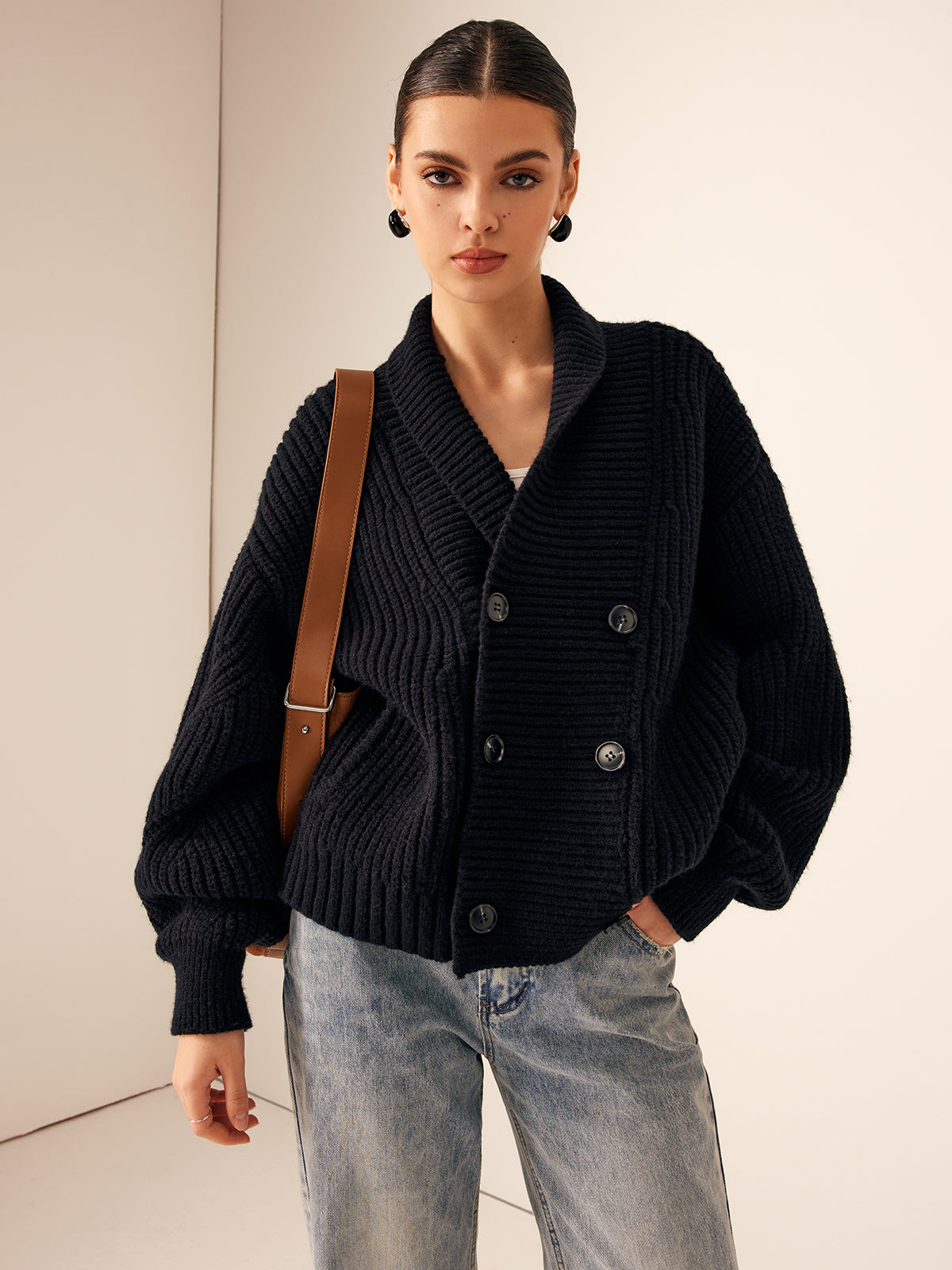 Textured Crew Neck Winter Jacket