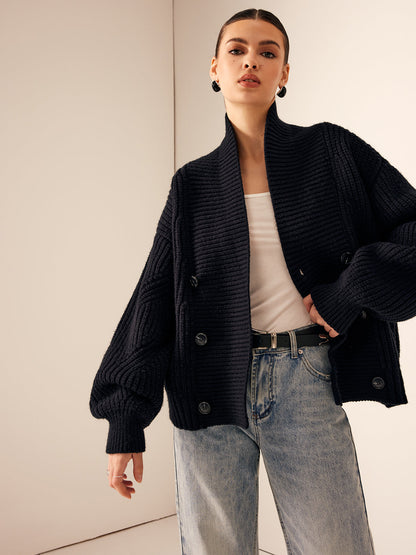 Textured Crew Neck Winter Jacket