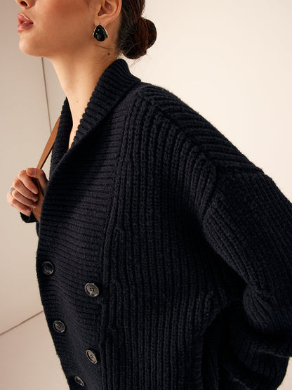 Textured Crew Neck Winter Jacket