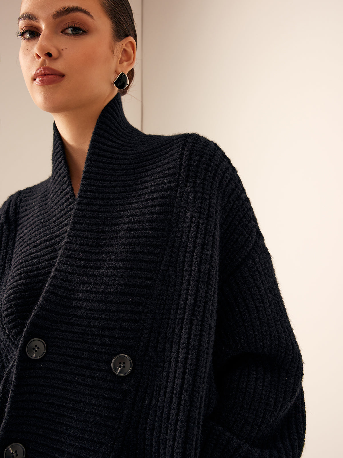 Textured Crew Neck Winter Jacket