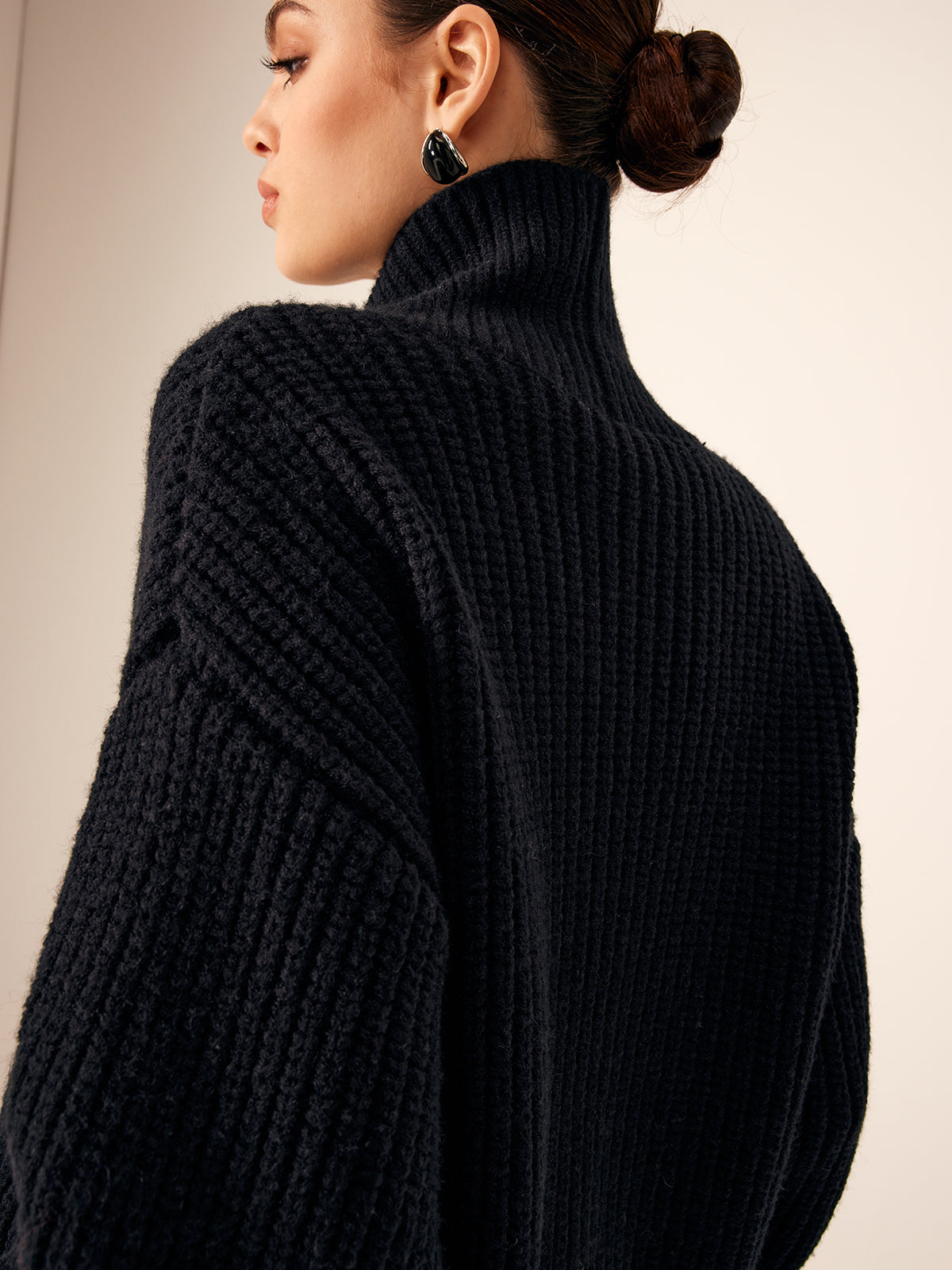 Textured Crew Neck Winter Jacket