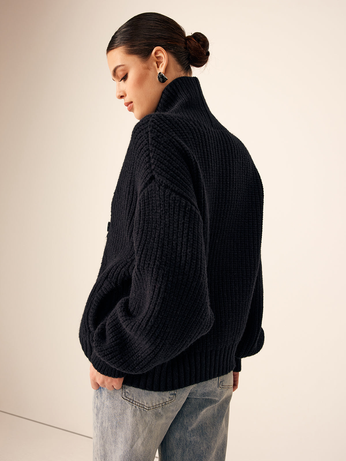 Textured Crew Neck Winter Jacket