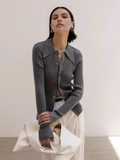 Textured Crew Neck Fit Cardigan