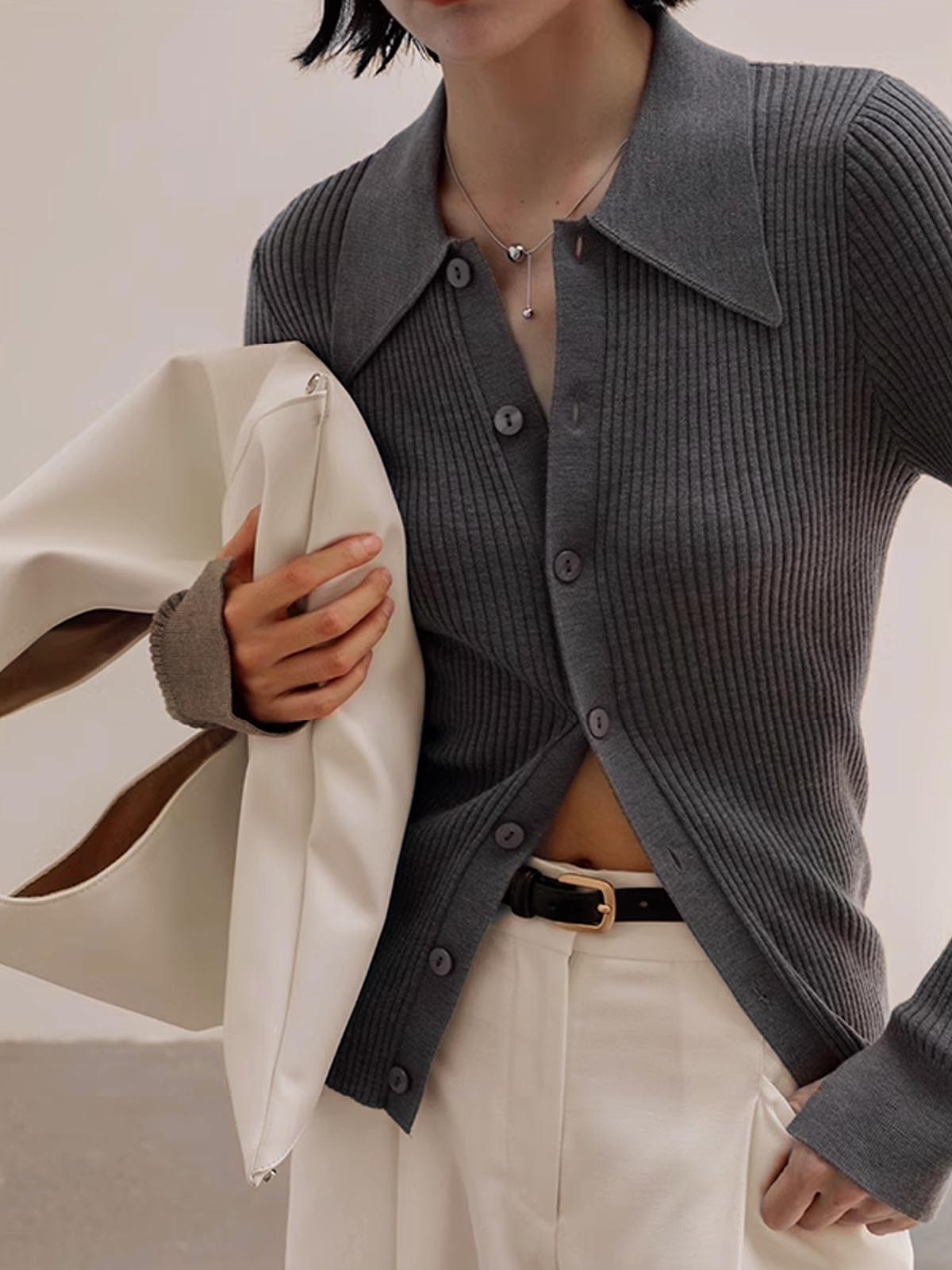 Textured Crew Neck Fit Cardigan