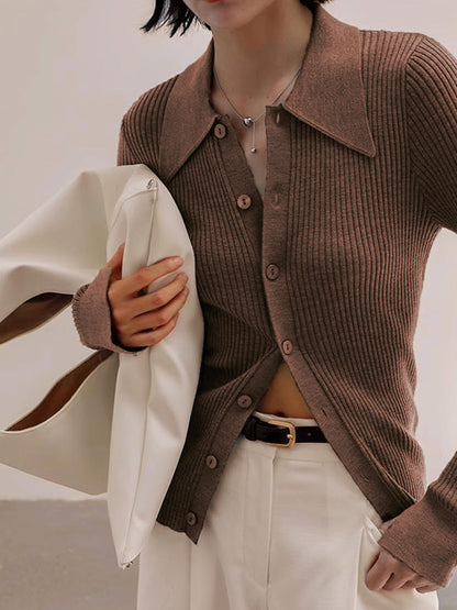 Textured Crew Neck Fit Cardigan