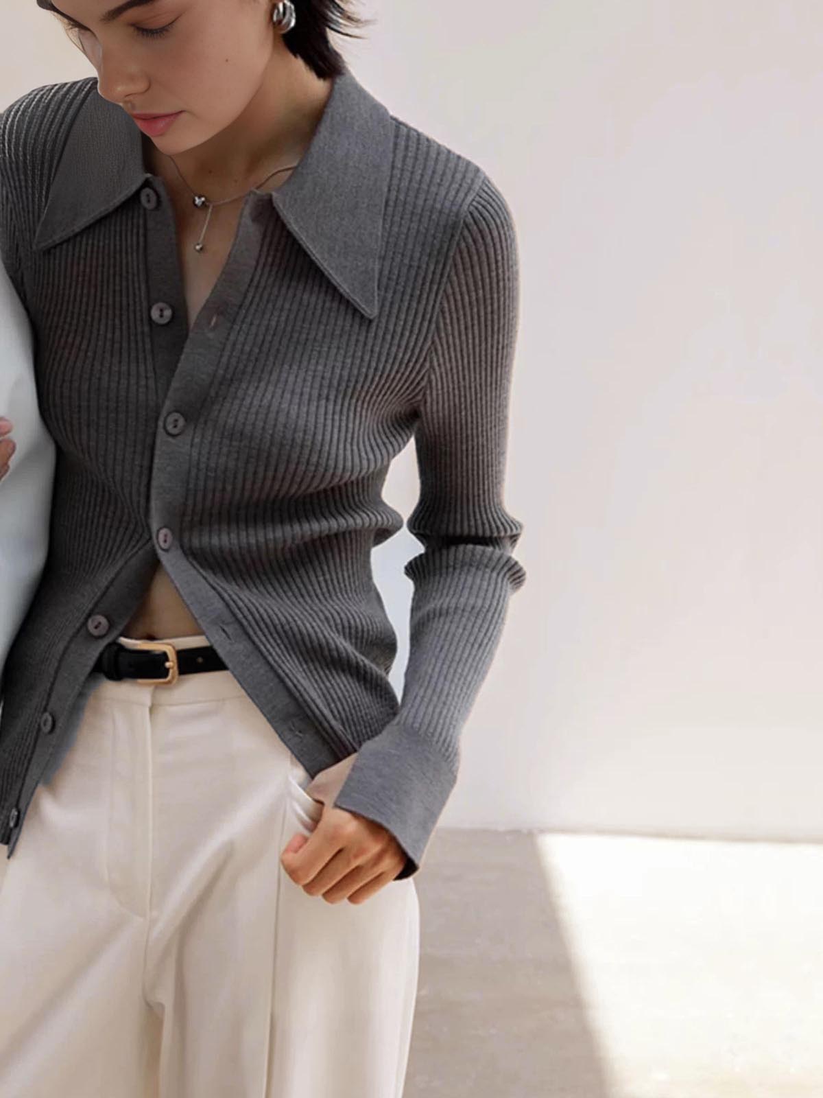 Textured Crew Neck Fit Cardigan - Pexav