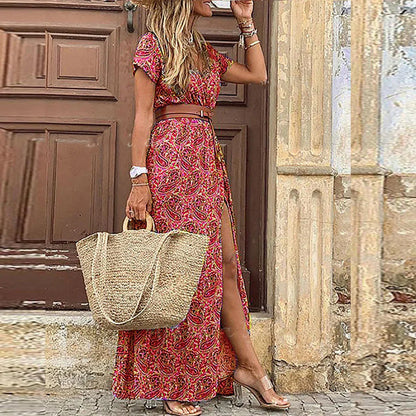 Flowy Chic Maxi Dress with Belt