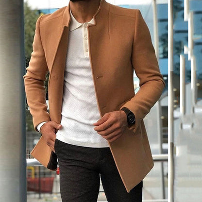 Slim Fit Men's Mandarin Collar Coat