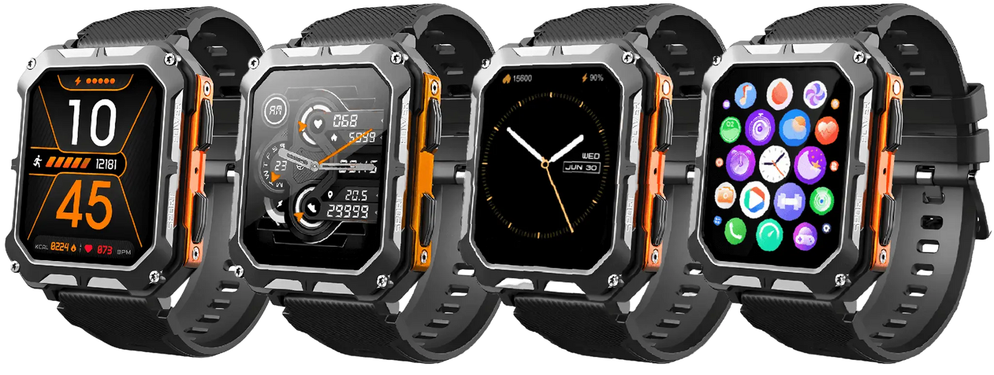 Robust Smartwatch with Heart Rate Monitor & Step Counter - EnduranceX-Black-Nora Luxe