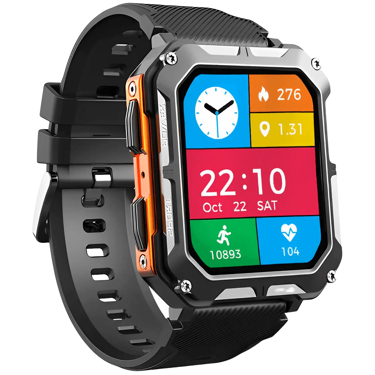 Robust Smartwatch with Heart Rate Monitor & Step Counter - EnduranceX-Black-Nora Luxe