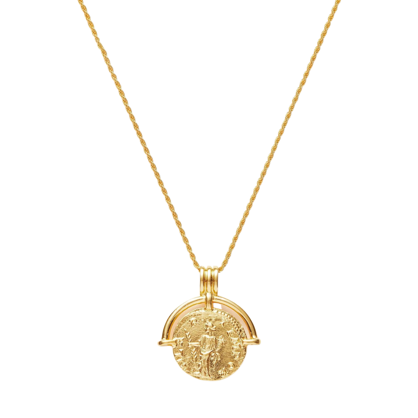 Classic Antique Coin Pendant, Sterling Silver, Gold Plated - Pexav