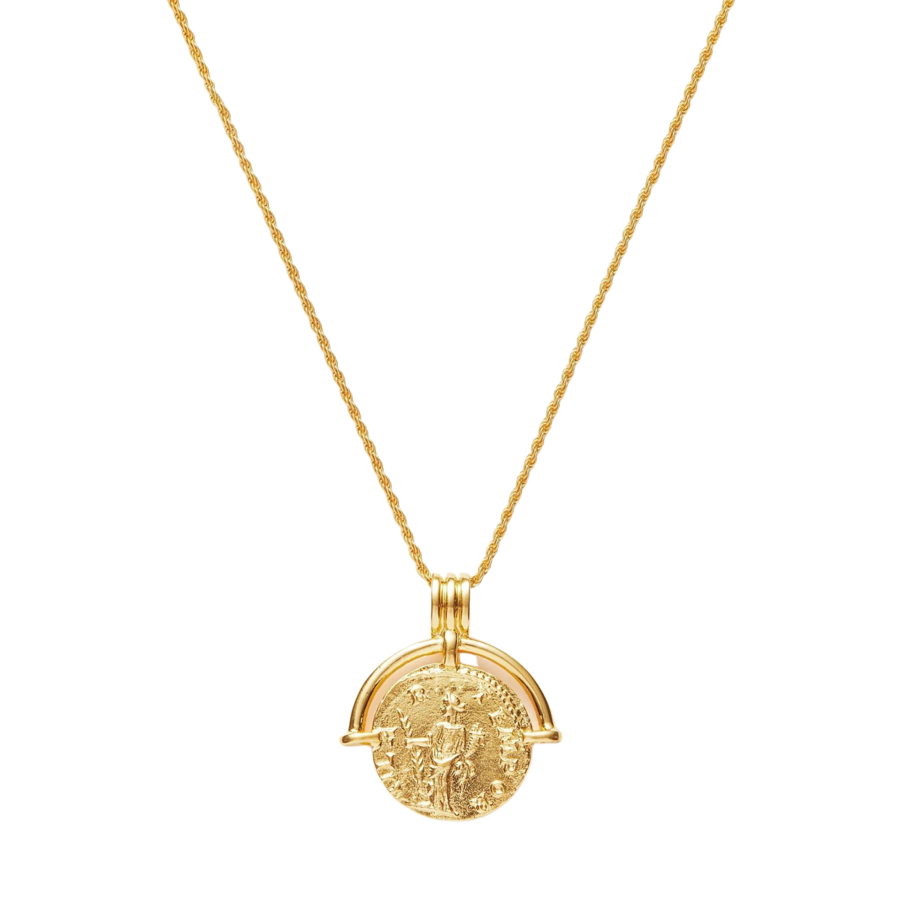 Classic Antique Coin Pendant, Sterling Silver, Gold Plated - Pexav
